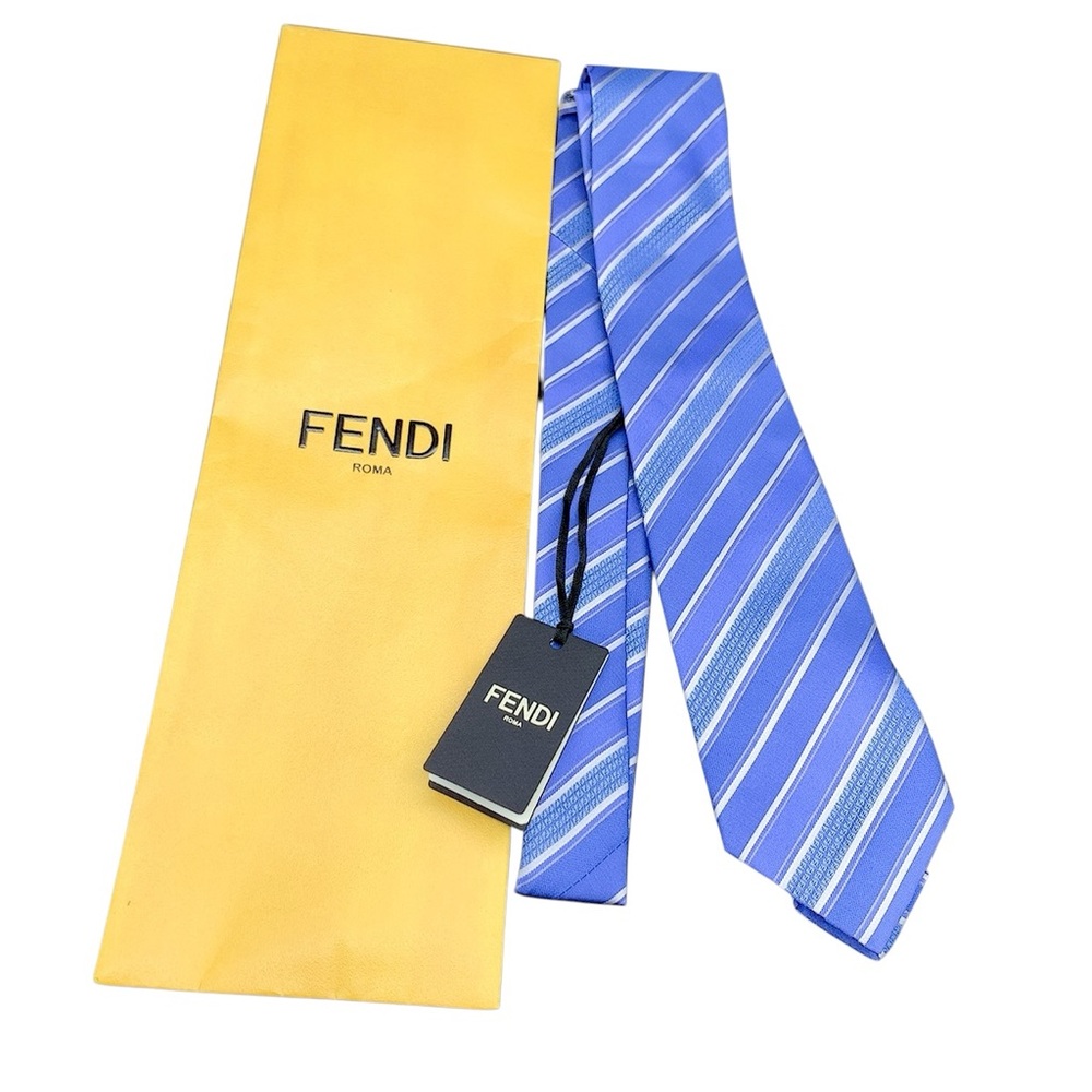 Fendi 100% Silk Blue Striped Men's Tie